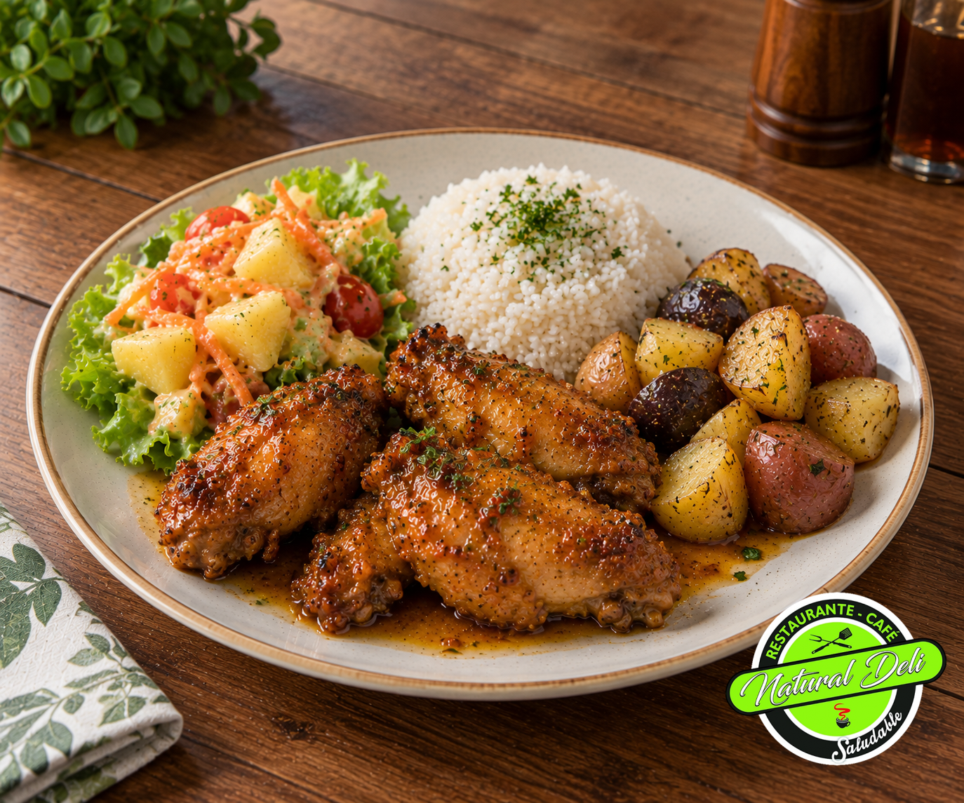 Alitas de pollo miel mostaza Natural Deli - Restaurante saludable Bogotá